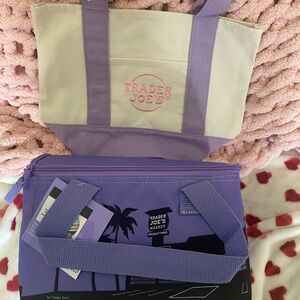 Purple trader joes mini tote and insulated bag bundle
